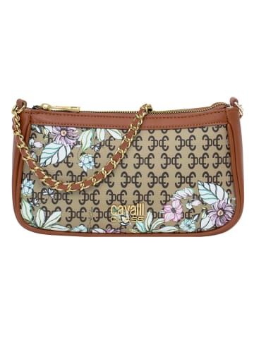 cavalli CLASS Dorotea Schultertasche 23 cm in pink floral monogram and cognac