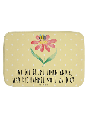 Mr. & Mrs. Panda Badematte Hummel Blume mit Spruch in Gelb Pastell