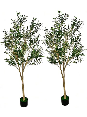 COSTWAY 2er Set Kunstpflanze 180 cm in Grün