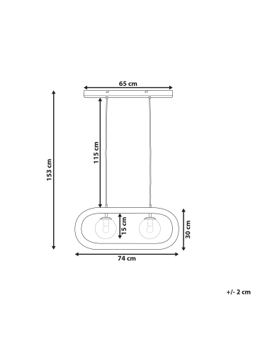 Beliani Pendelleuchten AYENSU in Braun/Schwarz - (W) 74 x (H) 153 x (L) 15 cm