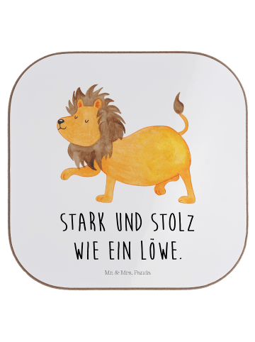 Mr. & Mrs. Panda Flaschenuntersetzer Sternzeichen Löwe mit Spruch in Weiß