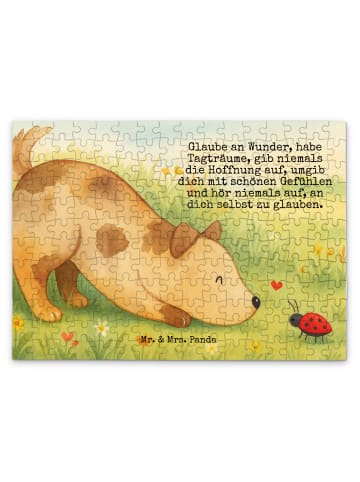 Mr. & Mrs. Panda Puzzle Hund Marienkäfer Design mit Spruch in Weiß