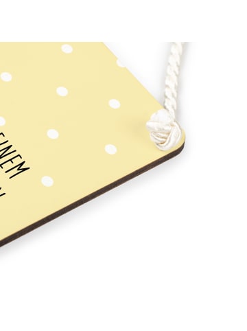 Mr. & Mrs. Panda Schild Storch mit Spruch in Gelb Pastell