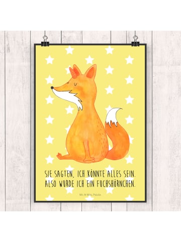 Mr. & Mrs. Panda Bild Einhorn Wunsch mit Spruch in Gelb Pastell