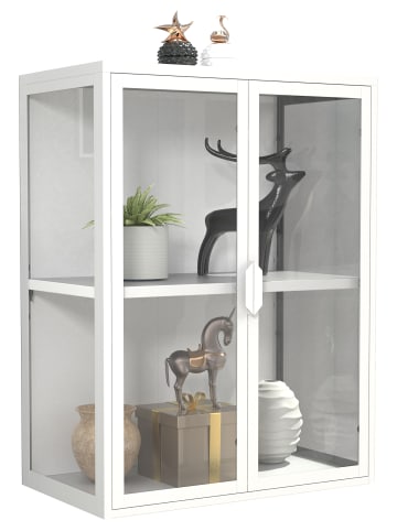 VCM  Stahl Wandvitrine Hängevitrine Vitrine Glas Flokas in Weiß