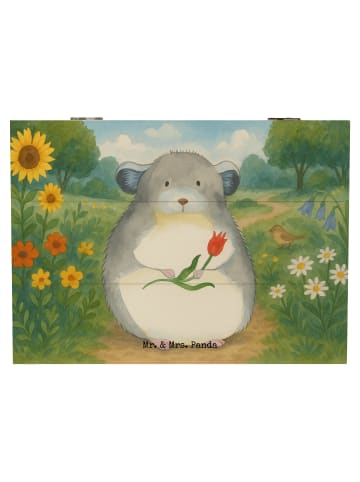 Mr. & Mrs. Panda Schatzkiste Chinchilla Blume Design ohne Spruch in Weiß