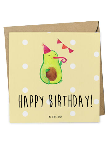 Mr. & Mrs. Panda Einladungskarte Avocado Geburtstag mit Spruch in Gelb Pastell