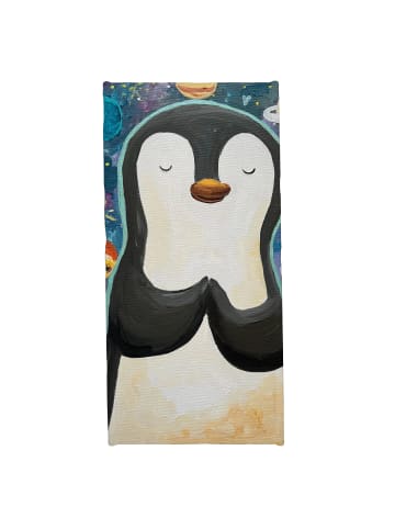 Mr. & Mrs. Panda Saunahandtuch Pinguin Universum Design ohne Spruch in Weiß