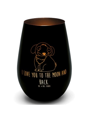 Mr. & Mrs. Panda Windlicht Hund Entspannen mit Spruch in Schwarz