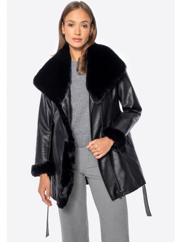 Wittchen Damen Kunstlederjacke mit Kunstpelzbesatz in Black