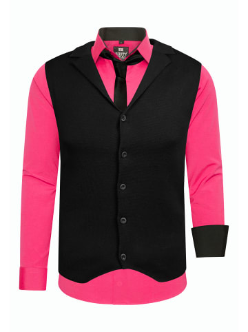 Rusty Neal Hemd mit Weste und Krawatte 3er Set in Pink