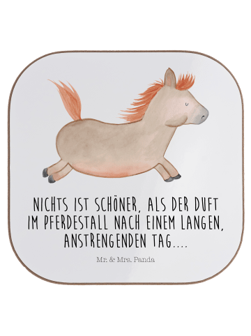 Mr. & Mrs. Panda Tischschoner Pferd Springen mit Spruch in Weiß