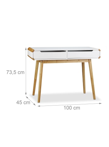 relaxdays Schreibtisch in Weiß - (B)100 x (H)73 x (T)45 cm