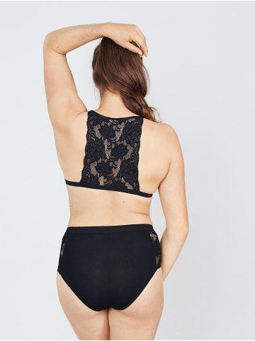 Erlich Textil  Mathilda Bralette mit Spitze bügellos aus Modal - verstellbare Träger in schwarz