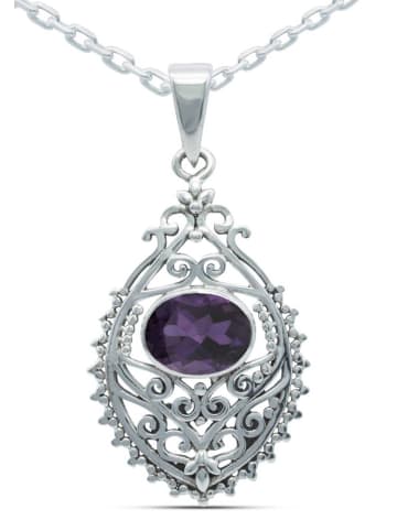 mantraroma 925er Silber - Ketten (L) 20 x (B) 39 mm mit Amethyst facettiert