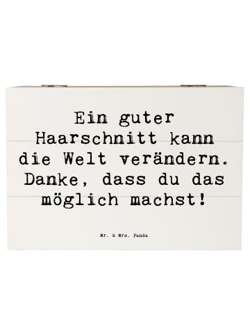 Mr. & Mrs. Panda Schatztruhe Spruch Friseur Wunder mit Spruch in Weiß
