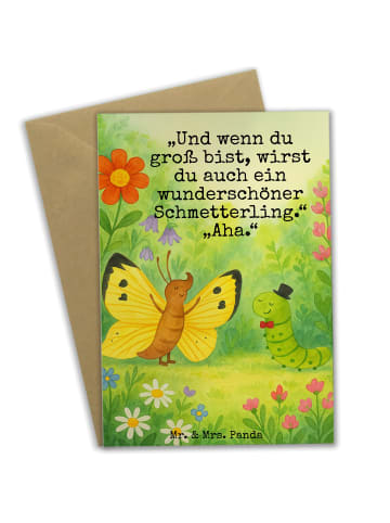Mr. & Mrs. Panda Klappkarte Raupe Schmetterling Design mit Spruch in Weiß
