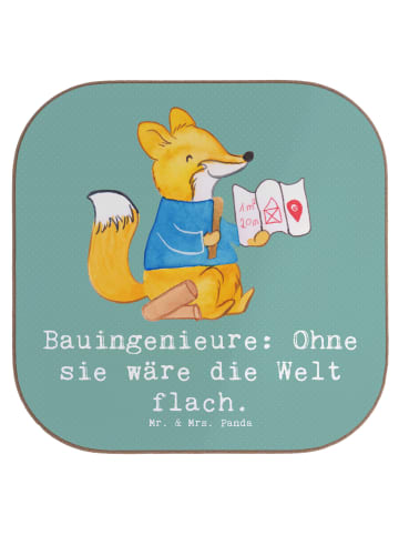 Mr. & Mrs. Panda Glas-Untersetzer Bauingenieur Held mit Spruch in Meeresbrise