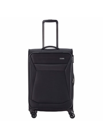 travelite Chios - 4-Rollen-Trolley M 67 cm erw. (schwarz) in schwarz