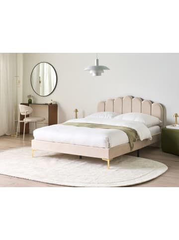 Beliani Doppelbett SAUVIAN in Beige/Gold - (W) 145 x (H) 98 x (L) 207 cm