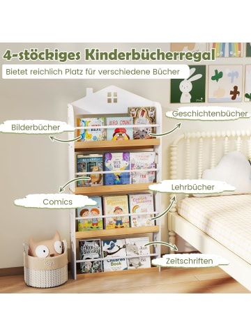 COSTWAY Bücherregal Kinder in Hausform 61 x 15 x 130 cm in Weiß