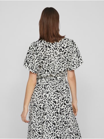 Vila Lockeres Shirt mit Volant Schultern Kurzarm Top V-Neck in Schwarz-2