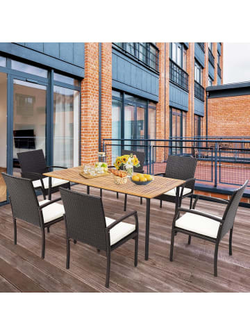 COSTWAY 2er Polyrattan Stühle Set in Braun