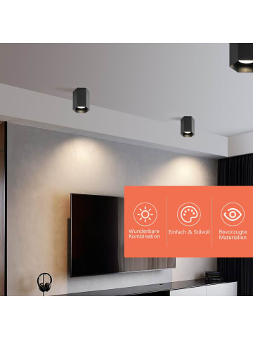 ZMH Deckenleuchte in schwarz 1-flammige GU10 sechseckig Metall Modern