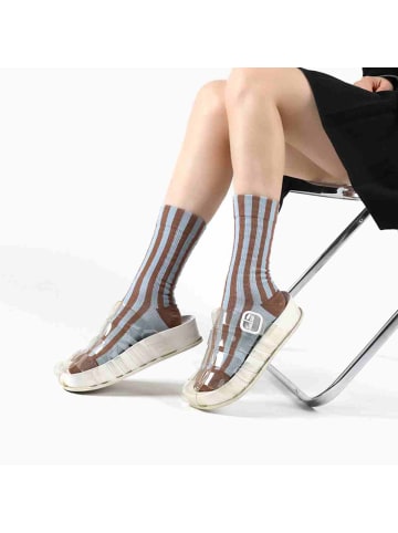 MUNADUNA 2er-Pack Farbblock Streifen-Longsocks in Grün