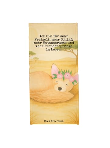 Mr. & Mrs. Panda Badehandtuch Wüstenfuchs Blumen Design mit Spruch in Sandig