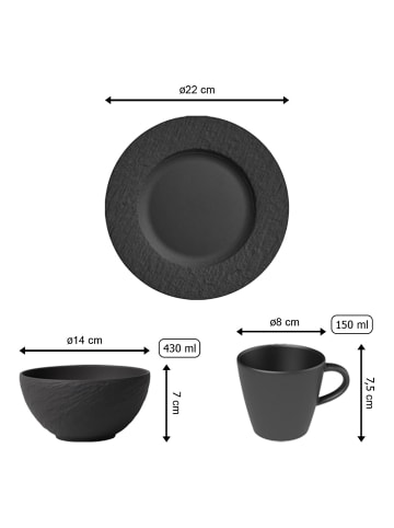 Villeroy & Boch 6-tlg. Frühstücks-Set Manufacture Rock in in schwarz
