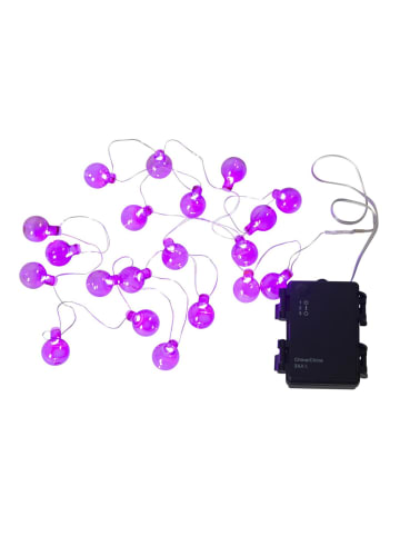 STAR Trading LED Lichterkette 20 Mini Kugeln L:  1,6m Batterie Timer Außen in lila