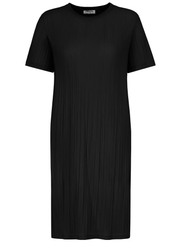 Sublevel Geripptes Kleid mit kurzem Arm und Rundhalsausschnitt in Schwarz-2