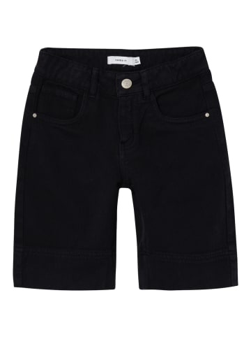 name it Twill Jeans Shorts mit Verstellbarem Bund in Schwarz