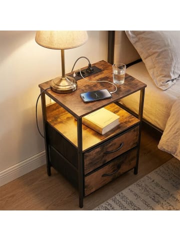 relaxdays Beistelltisch in Braun/ Schwarz - (B)40 x (H)60 x (T)30 cm