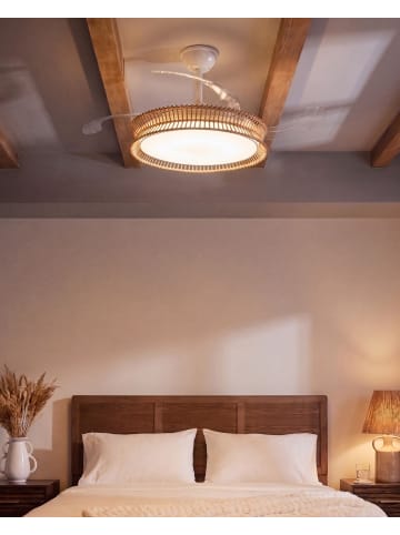 Beliani 2-tlg Deckenventilator mit Licht OLETA in Weiß/Braun/Transparent