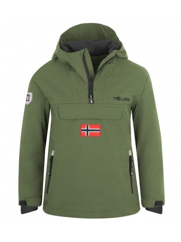 Trollkids Parka Mantel "KIRKENES" in Khakigrün/Anthrazit