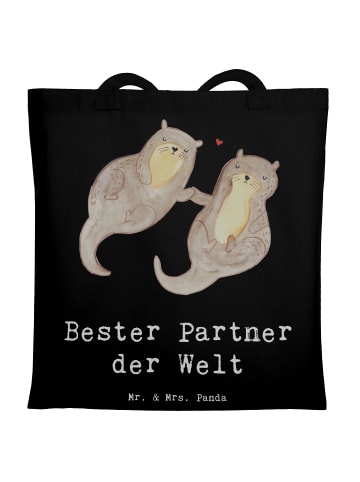 Mr. & Mrs. Panda Tragetasche Otter Bester Partner der Welt mit S... in Schwarz