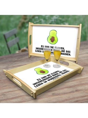 Mr. & Mrs. Panda Holztablett Avocado Kern mit Spruch in Weiß
