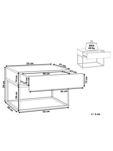 Beliani Nachttisch CAIRO in Dunkler Holzfarbton - (W) 55 x (H) 39 x (L) 41 cm