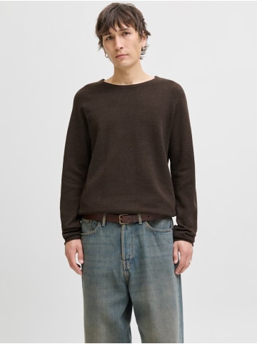 Jack & Jones Rundhals Strickpullover Langarm Sweater aus Baumwolle JJEHILL in Kaba-Braun