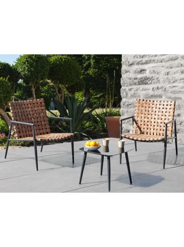Beliani 3-tlg Bistro Set ZIRIA in Braun/Schwarz