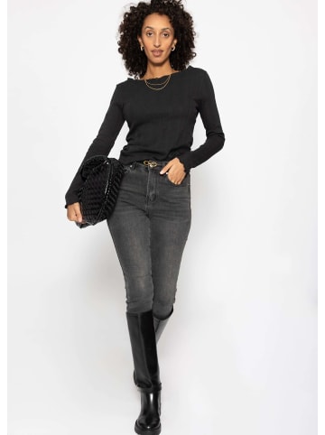 SASSYCLASSY Pointelle Langarmshirt in Schwarz