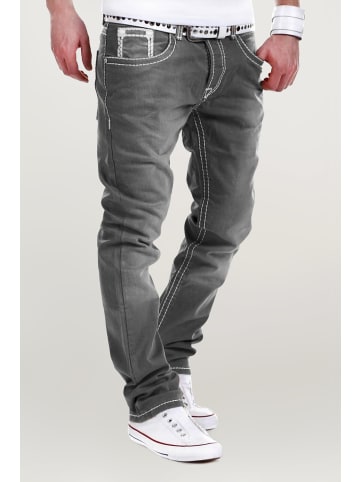 behype Jeanshose Stitch in grau