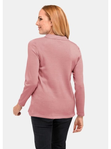 GOLDNER Glattstrickpullover mit Hemdkragen in rosenholz
