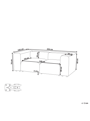 Beliani 2-Sitzer Sofa FALSTERBO in Weiß - (W) 204 x (H) 70 x (L) 105 cm