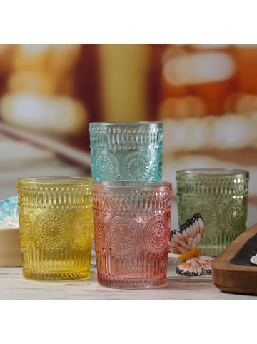 MARELIDA Trinkglas Wasserglas Vintage Boho 280ml in grün