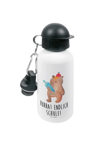 Mr. & Mrs. Panda Kindertrinkflasche Bär Schultüte mit Spruch in Weiß