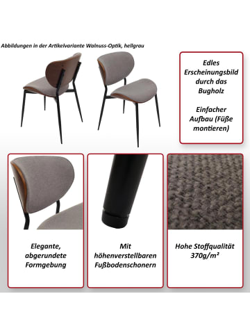 MCW 6er-Set Esszimmerstuhl O45, Natur, hellgrau