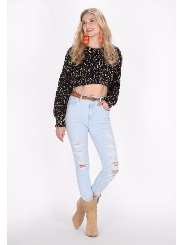 IZIA Damen Pullover in Schwarz Mehrfarbig